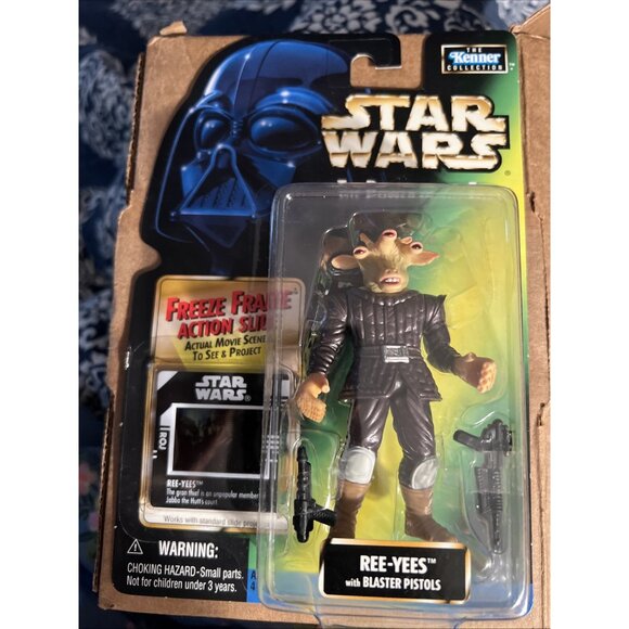 Star Wars The Power Of The Force- Ree- Yees With Blaster Pistols And Freeze Frame Action Slide